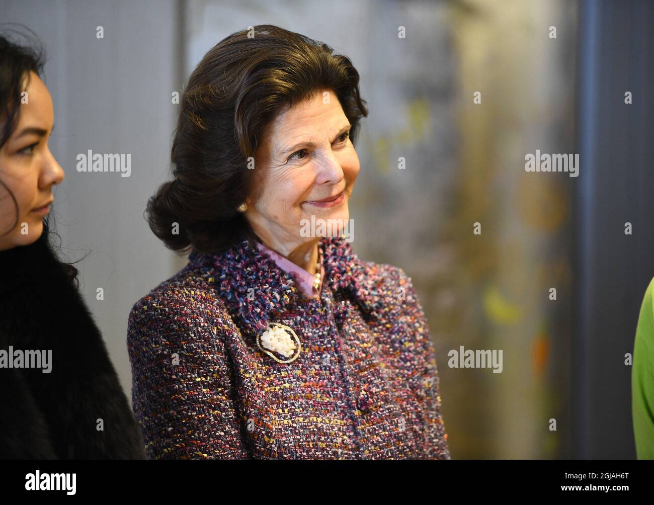 MALMÃ– 2017-02-22 Queen Silvia during a visit at Ã…terskapa in Malmo, Sweden February 22, 2017. Ã…terskapa is a center for creative reuse, design and education. Photo: Emil Langvad / TT /kod 9290  Stock Photo