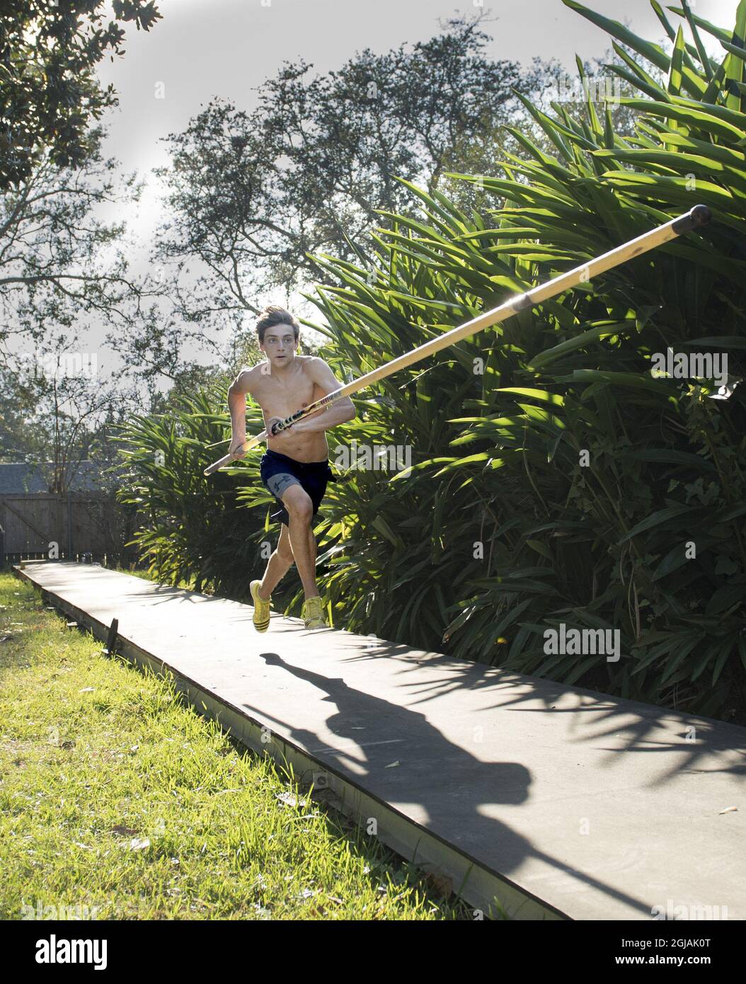 LAFAYETTE 20161031 : 17 year Swedish-Armerican Pool Vaulter Armand Duplantis in his home in i Louisiana Foto: Maja Suslin / TT / Kod 60885  Stock Photo