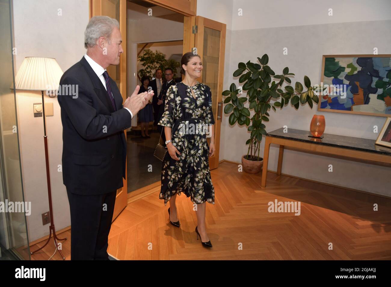 TOKYO 20170420 Crown Princess Victoria and The Swedish ambasador to Japan, Magnus Robach, attended the seminar ”Doing Sustainable Business the Swedish Way” at the Swedish Embassy in Toky, Japan Foto: Jessica Gow / TT / Kod 10070  Stock Photo