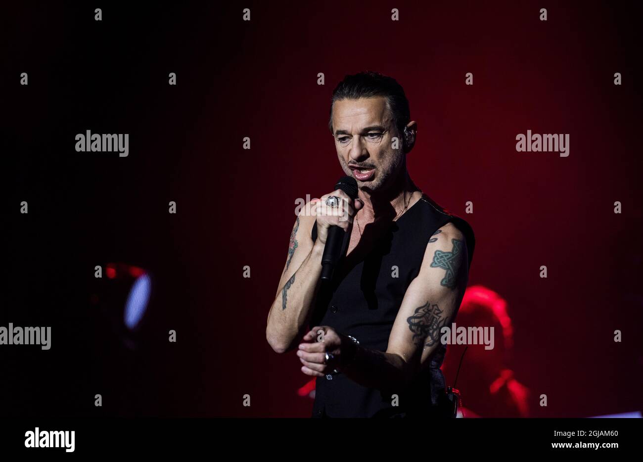 STOCKHOLM 20170505 Leadsinger David Gahan of Depeche Mode started their  European tour with a consert at Friends Arena in Stockholm Friday May 5,  2017. Photo Marcus Ericsson / TT kod 11470 Stock Photo - Alamy