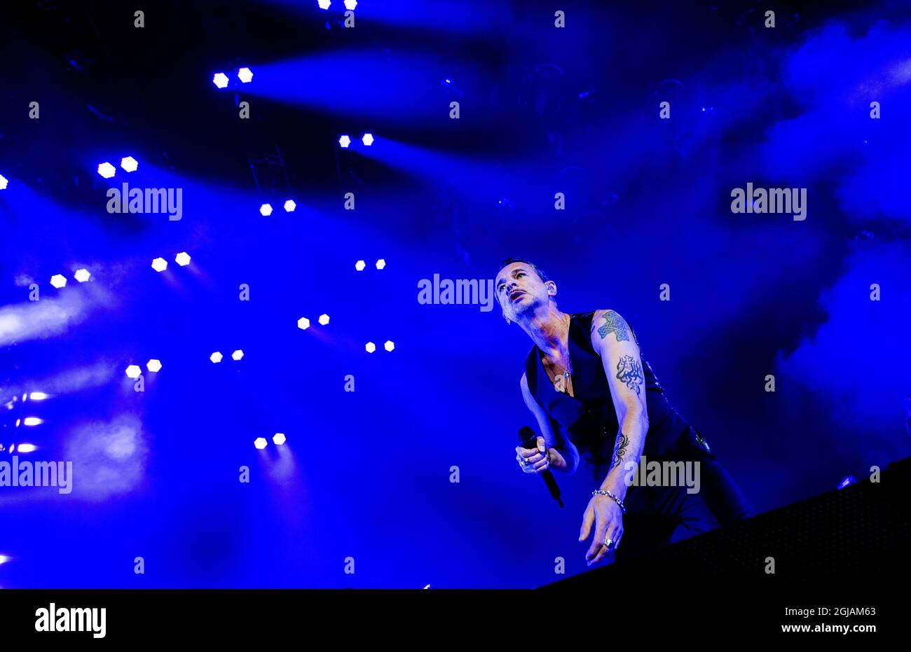STOCKHOLM 20170505 Leadsinger David Gahan of Depeche Mode started their  European tour with a consert at Friends Arena in Stockholm Friday May 5,  2017. Photo Marcus Ericsson / TT kod 11470 Stock Photo - Alamy