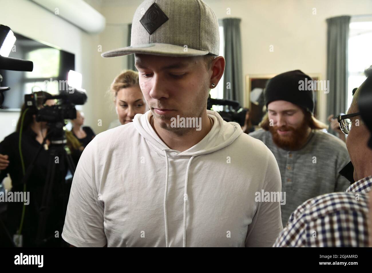 STOCKHOLM 20170519 Christian Karlsson are seen during a press conference in  Stockholm, Sweden on Friday. Christian is one of the two two brothers  accused of murdering 4 year old Kevin in Arvika