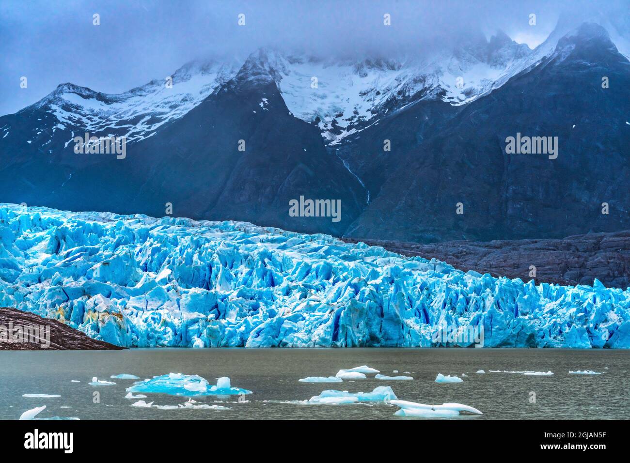 Blue Glacier Lake Southern Patagonian Ice Field, Torres del Paine National Park, Patagonia, Chile Stock Photo