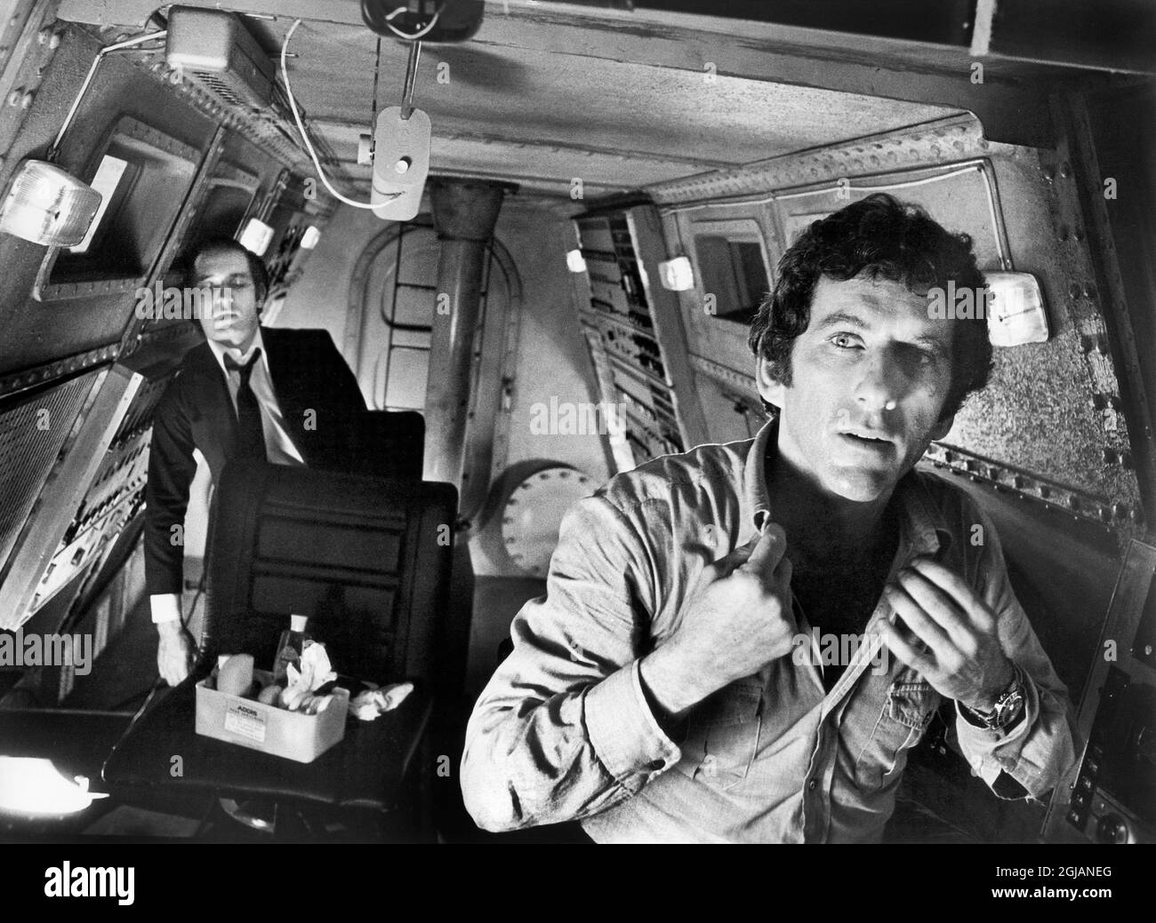 Ben Kingsley, Barry Newman, on-set of the Film, 'Fear is the Key', Anglo-EMI, Paramount Pictures, 1972 Stock Photo