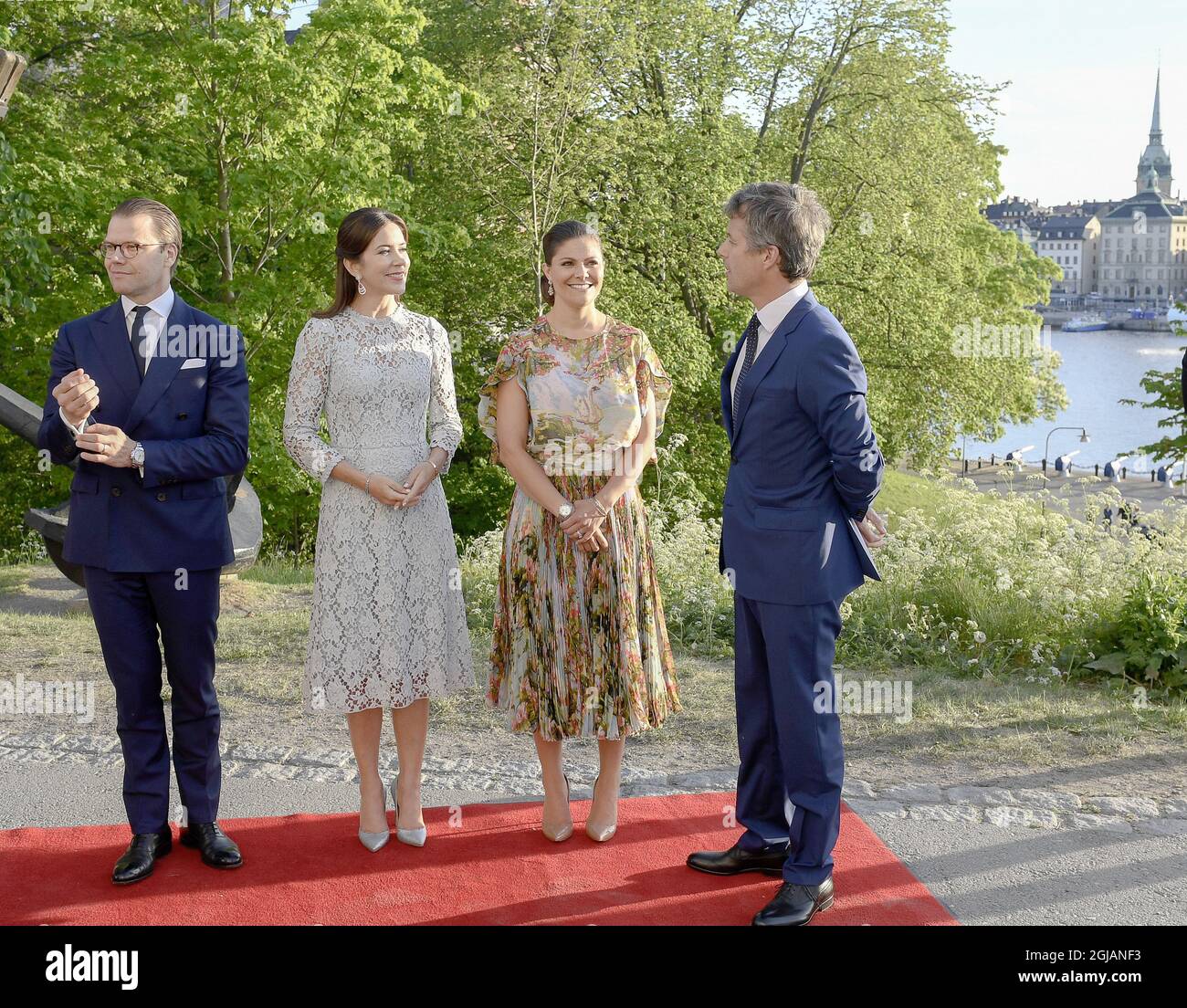 STOCKHOLM 2017-05-29 Sweden's Prince Daniel, Denmark's Crown Princess Mary, Sweden's Crown Princess Victoria and Denmark's Crown Prince Frederik arrive to an official dinner at the Eric Ericson Hall at Skeppsholmen in Stockholm, Sweden. The Danish Crown Prince couple are on an official visit to Sweden. Foto: Maja Suslin / TT / kod 10300 danishinsweden2017  Stock Photo