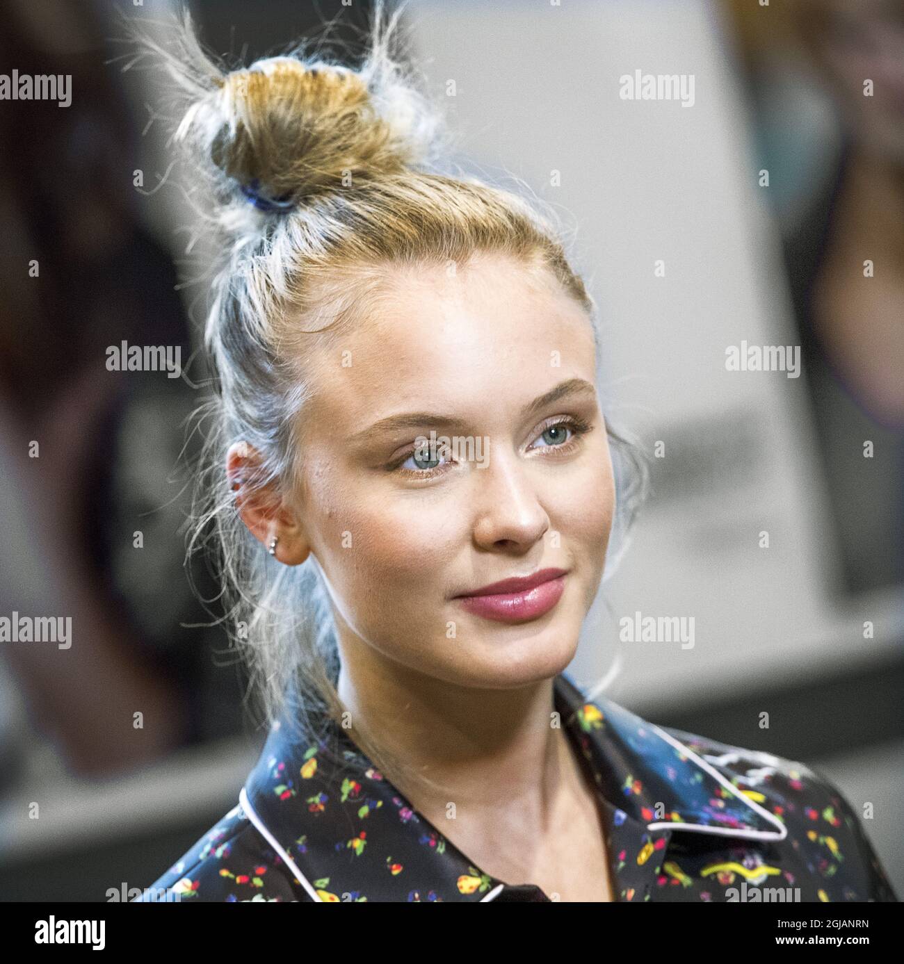 STOCKHOLM 20170531 A portrait of Swedish record artist Zara Larsson was  invoked in the exhibition of pictures of famous Swedes which welcomes  arrival to Arlanda Airport, Sweden on Wednesday. The exhibition opened