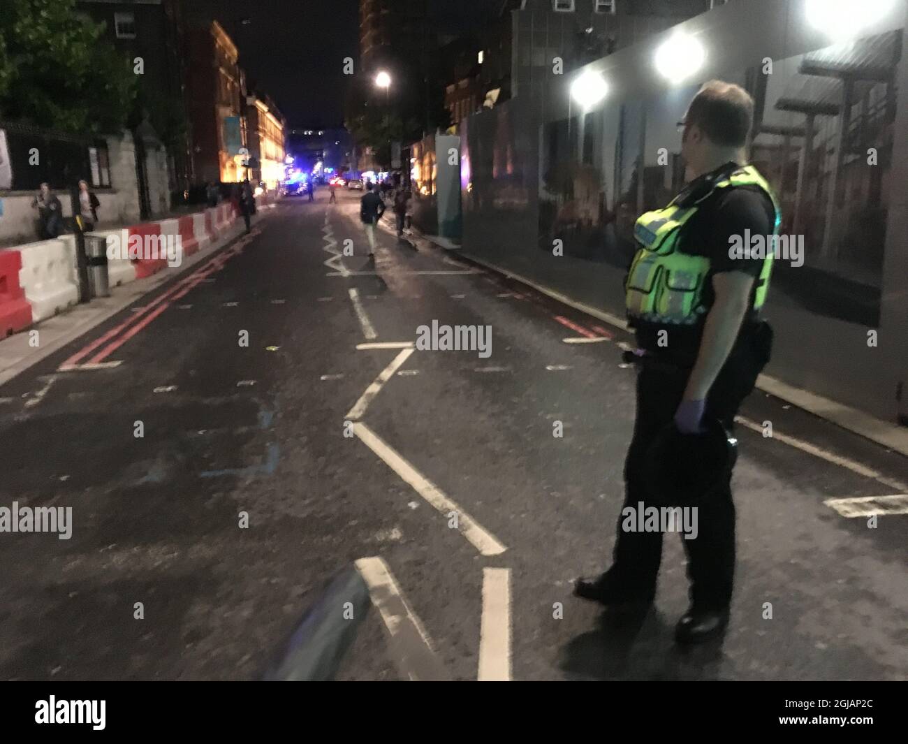 LONDON 20170604 A police officer is seen at a closed street after three attackers killed 10 people at and injured 36 on Saturday in London, UK Photo Marko Saavala/TT kod 10030 londonshootjune  Stock Photo