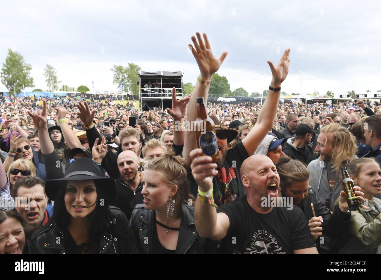 NORJE 20170607 Music lovers are seen the first day of the 'Sweden Rock Festival' in Norje Sweden on Wednesday. Foto: Fredrik Sandberg / TT / kod 10080 swedenrock2017  Stock Photo