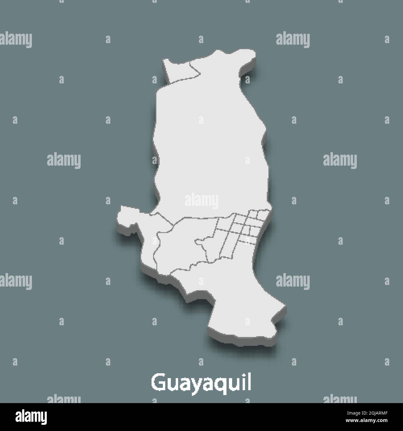 3d isometric map of Guayaquil is a city of Ecuador, vector illustration
