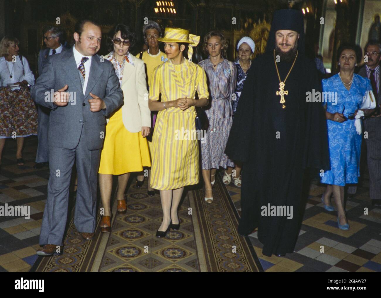 MOSCOW 1978 JUNE Sweden's Queen Silvia visits Zagorsk outside Moscow where she met Archbishop Vladimir in connection with the Swedish Royals official visit to Moscow, the Soviet Union in June 1978. Photo: Hans T Dahlskog / TT / Code: 1003  Stock Photo