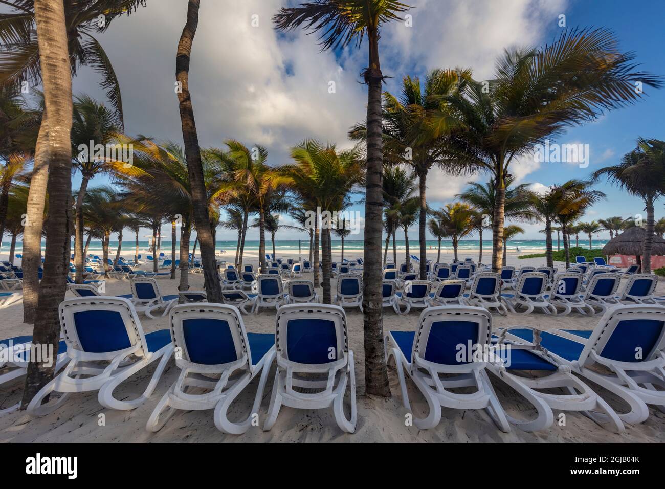 Beach chairs at allinclusive Wyndham Azteca Resort in Playa del Carmen, Mexico Stock Photo Alamy