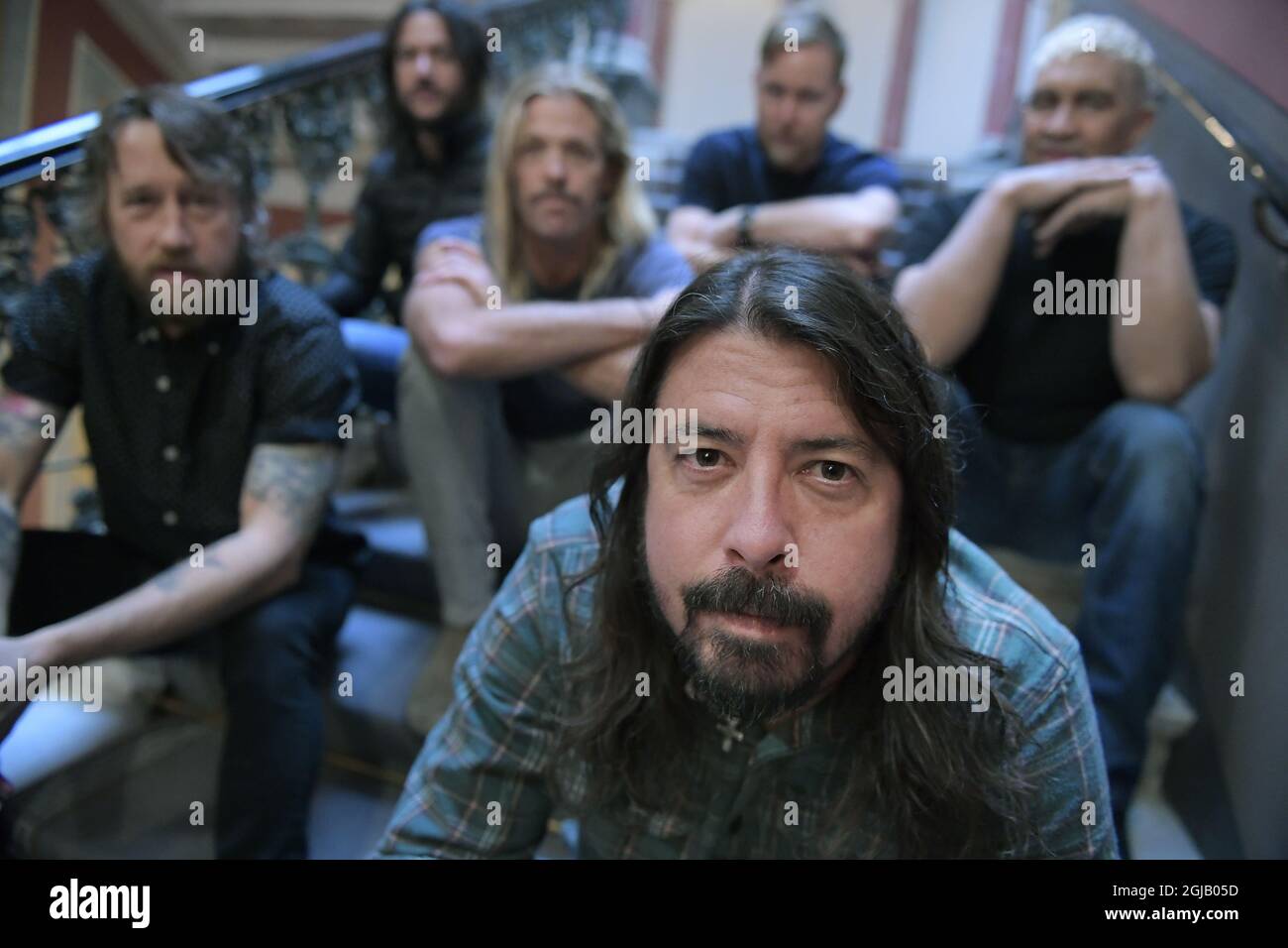 Foo Fighters Pat Smear, Nate Mendel, Taylor Hawkins, Dave Grohl, Chris Shiflett and Rami Jaffee Foto: Janerik Henriksson / TT / Kod 10010  Stock Photo