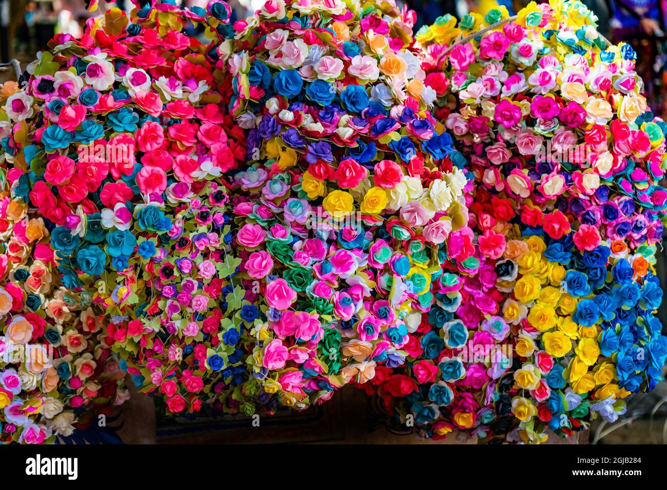 Colorful Mexican paper flowers, Oaxaca, Juarez, Mexico Stock Photo - Alamy