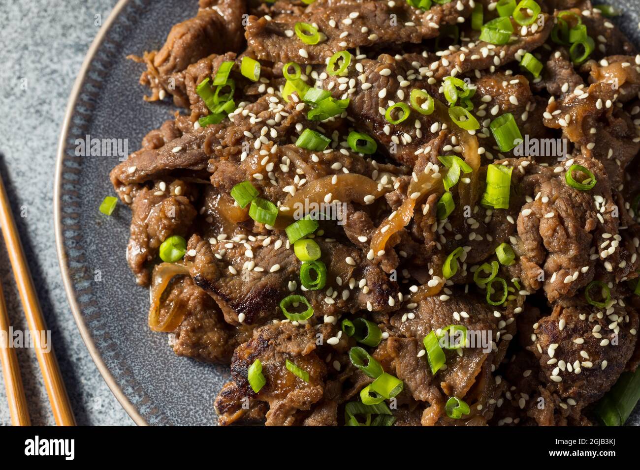 Homemade Korean Beef Bulgogi BBQ with Sesame Seeds Stock Photo Alamy