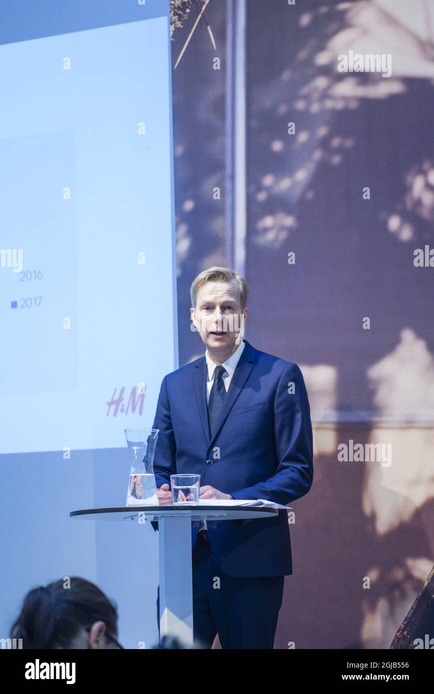 STOCKHOLM 2018-01-31 Nils Vinge , IR executive of HM ,during the presentation of the company's financial report in Stockholm, Sweden on Wednesday Foto: Marc Femenia / TT / kod 10570  Stock Photo