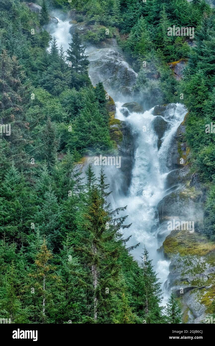 Thunder Falls, LeConte Bay, Petersburg, Alaska, USA Stock Photo