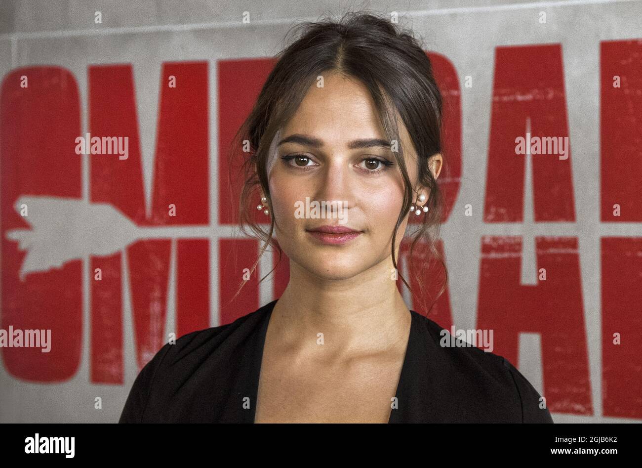 STOCKHOLM 20180308 Alicia Vikander during a photo call in Stockholm, Sweden on Thursday before the premiere of the movie 'Tomb raider. Foto: Claudio Bresciani / TT / Kod 10090  Stock Photo