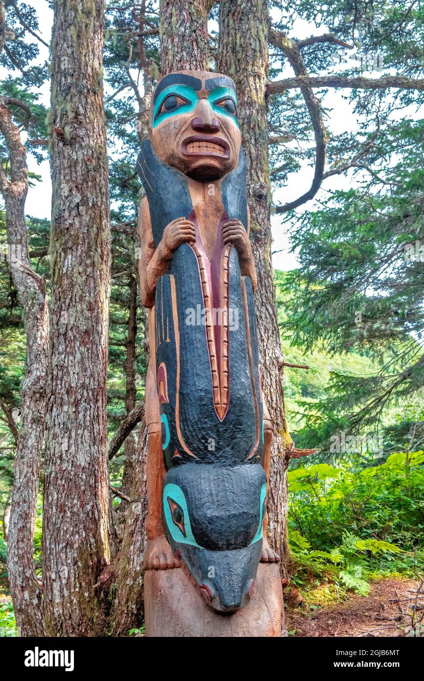 Totem pole, Mount Roberts, Juneau, Alaska, USA Stock Photo Alamy
