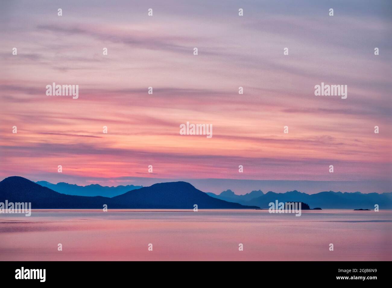 Sunset on Berners Bay, Juneau, Alaska Stock Photo