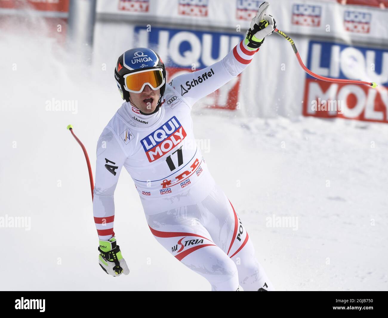 Matthias Mayer of Austria reacts after his race at the FIS Downhill World  Cup men's final in Are, Sweden, on March 14, 2018. Photo: Anders Wiklund /  TT 10040 Stock Photo - Alamy