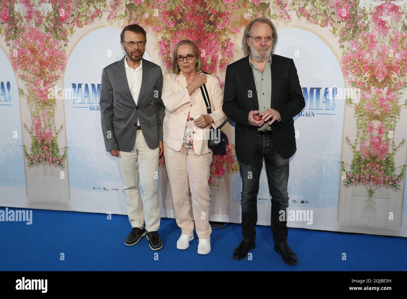 STOCKHOLM 20180711 Bjorn Ulvaeus, Benny Andersson and his wife Mona Norklit  at the gala premiere of '