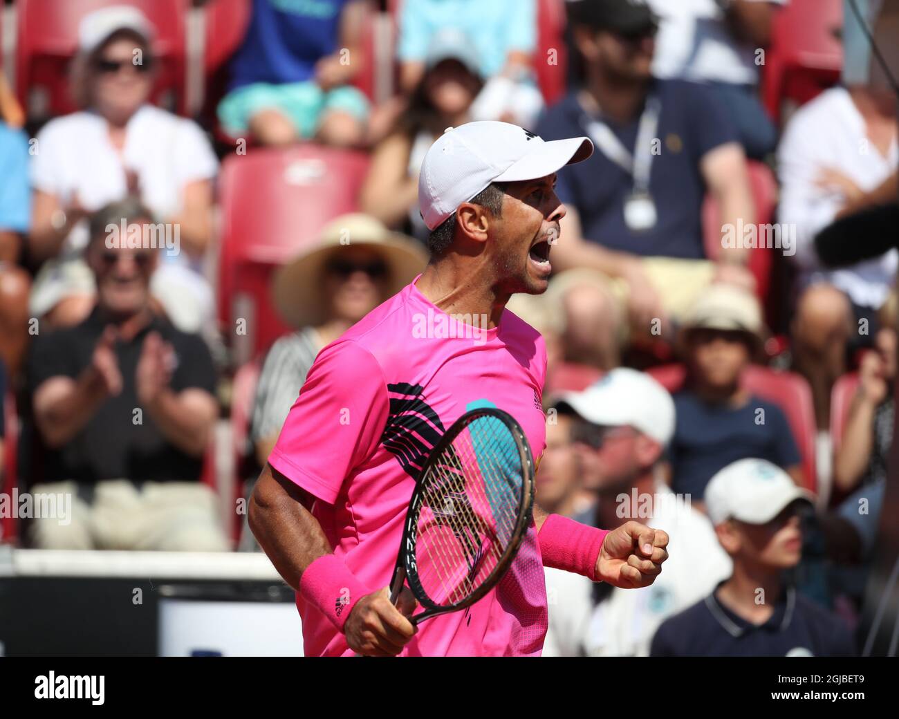 Fernando Verdasco of Spain reacts during the semifinal match against Fabio  Fognini of Italy in the