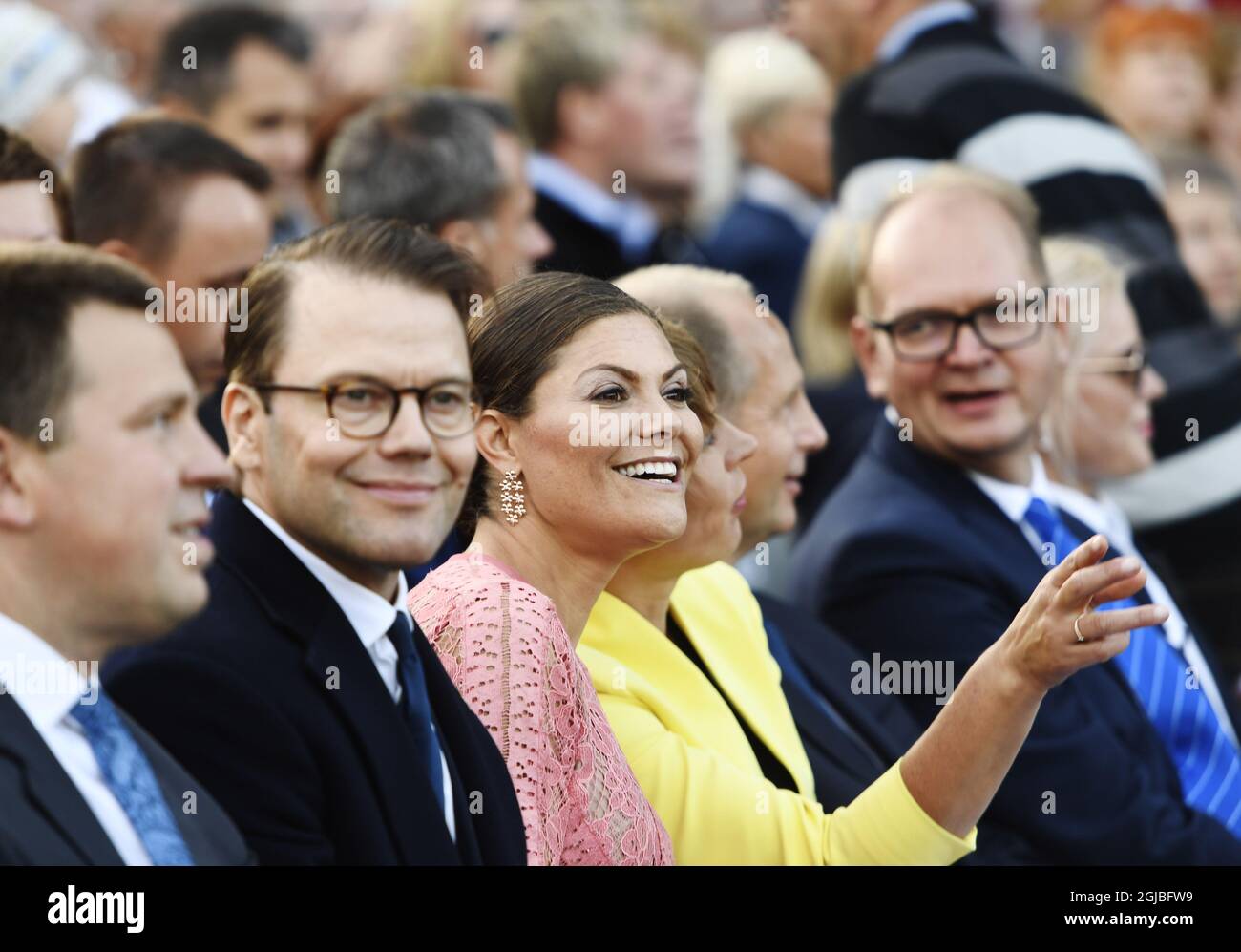 TALLINN 20180819 Prince Daniel and Crown Princess Victoria attending the music festival 'Estonian Joint Singing Song Power' during their visit to Estonia on Sunday 19, 2018. Photo: Henrik Montgomery / TT code 10060  Stock Photo