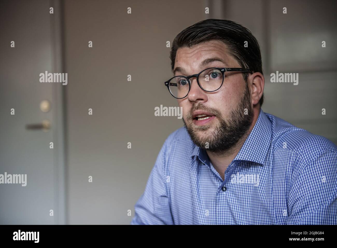 STOCKHOLM 2018-08-18 Jimmie Akesson, Chair of the Sweden Democrats during an interview before the general elections September 9, 2018. Foto: Anna-Karin Nilsson / EXP / TT / kod 7141 ** OUT SWEDEN OUT **  Stock Photo