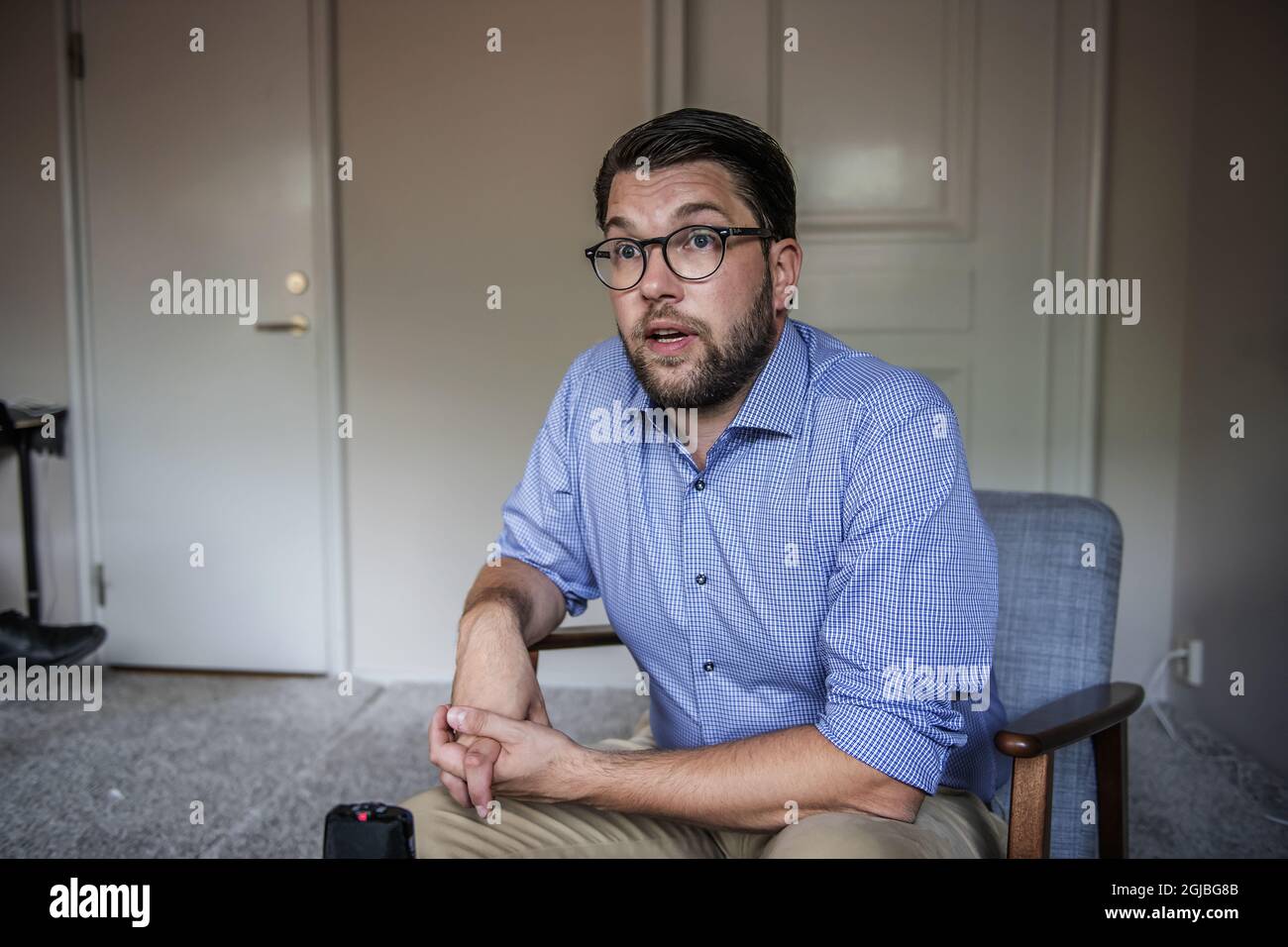 STOCKHOLM 2018-08-18 Jimmie Akesson, Chair of the Sweden Democrats during an interview before the general elections September 9, 2018. Foto: Anna-Karin Nilsson / EXP / TT / kod 7141 ** OUT SWEDEN OUT **  Stock Photo