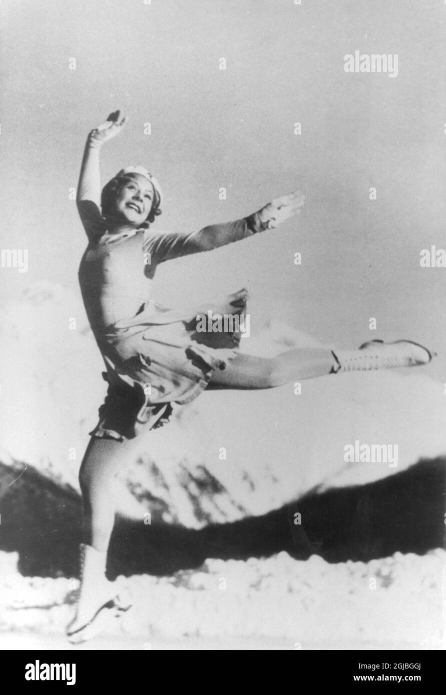 Sonja Henie, gold medallist at the St Moritz Winter Olympics. Stock Photo