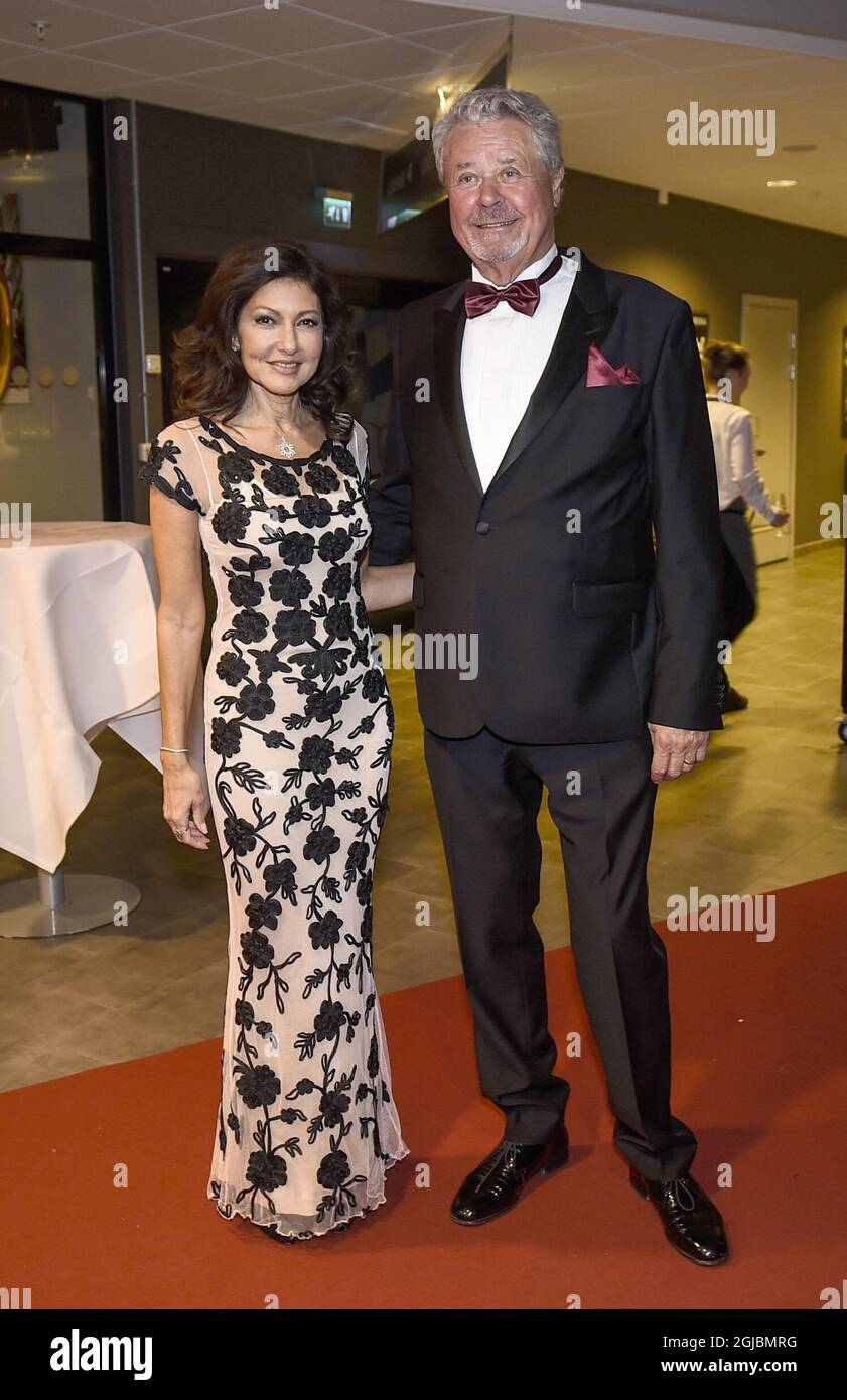 MALMO 2018-11-10 Countess Alexandra with Percy Nilsson at the celebrations of the Malmo Stadium 10 year anniversary in Malmo., Sweden on Friday. Percy Nilsson is on of the the owners of the stadium Foto: Jens Christian / EXP / TT / kod 7142  Stock Photo