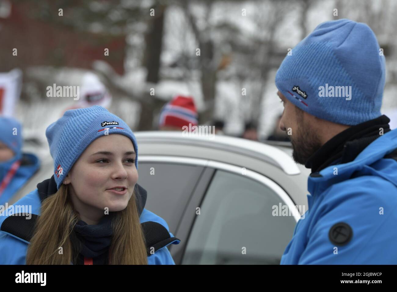 Princess Ingrid-Alexandra and Crown Prince Haakon of Norway during the WC Alpine in Are Sweden on February 9, 2019 Foto: Pontus Lundahl / TT / kod 10050  Stock Photo
