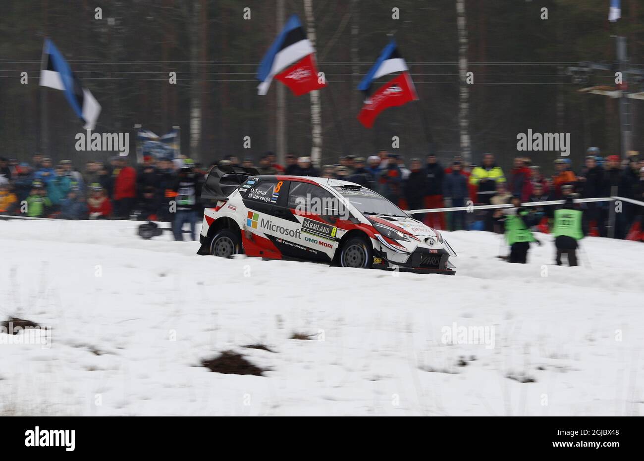 Ott Tanak EST/Martin Jarveoja EST, Toyota Yaris WRC at special stage 13 during day 3 of the second round of the FIA World Rally Championship, Rally Sweden 2019, in Sweden, 156 February 2019. Photo: Micke Fransson/TT kod 61460  Stock Photo