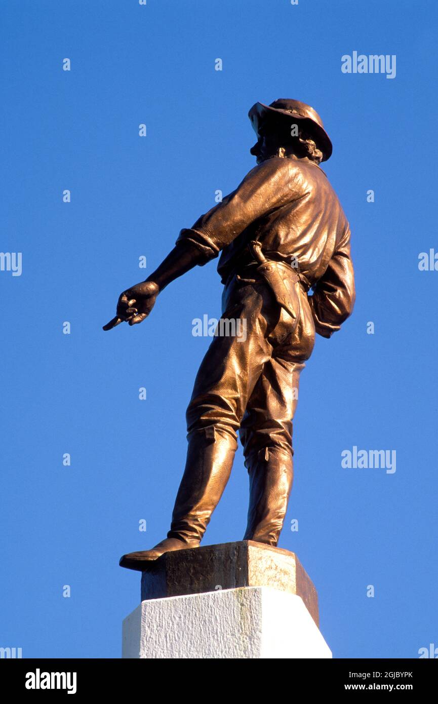 Statue of James Marshall pointing to Sutter's Mill, Marshall Gold Discovery State Historic Park, Coloma, California, USA. Stock Photo