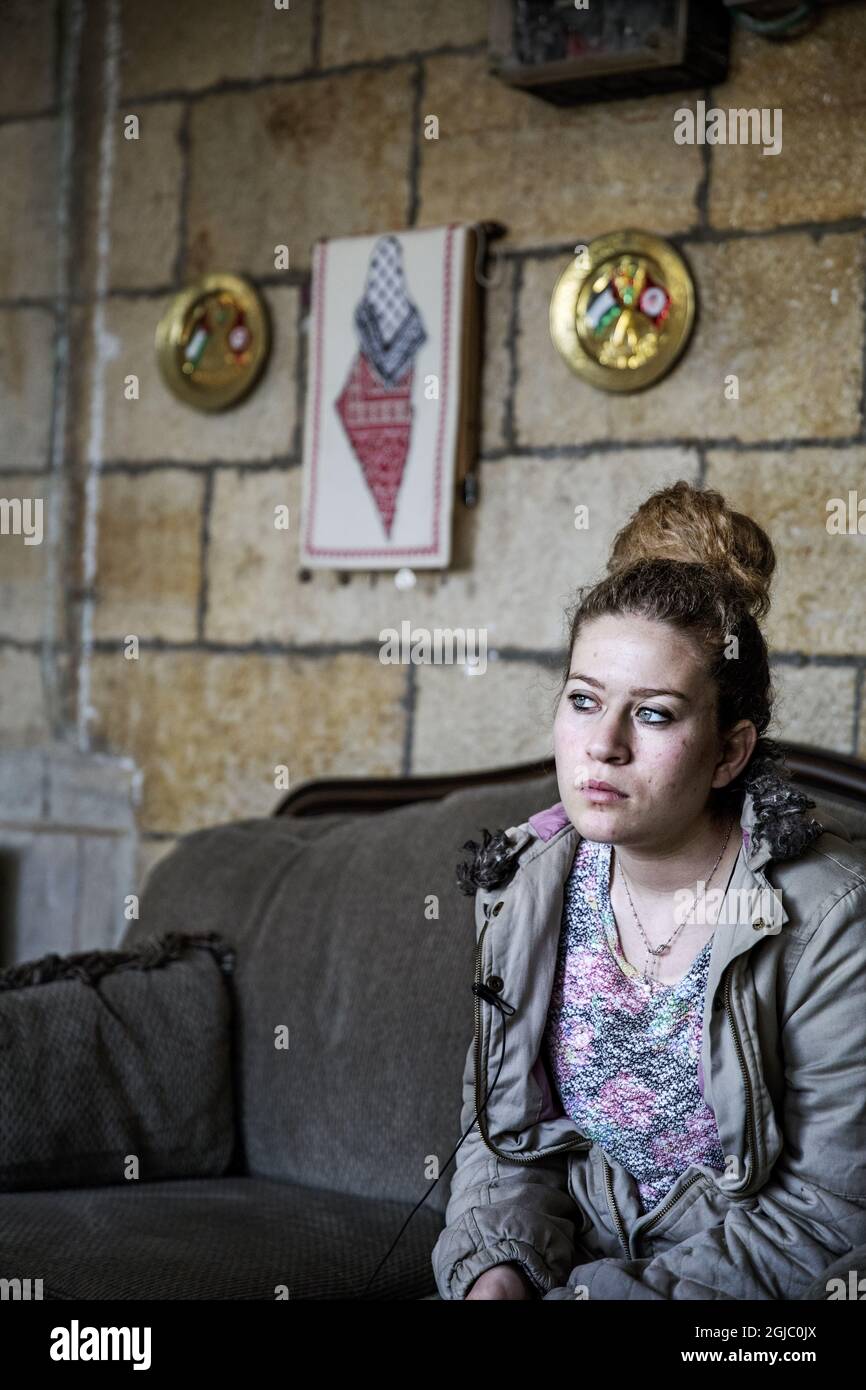 16-year old Palestinian Ached Tamimi who gained world fame by slapping an Israeli soldier and was sentenced to eight month in jail, in her home in the village Nabi Saleh on the West Bank, February 7, 2019 Foto: Eva Tedesjo / DN / TT/ Kod: 3504  Stock Photo
