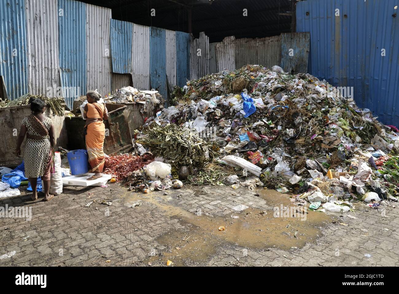 dump site slum street Mumbai Dharavi India Foto: Soren Andersson / TT / kod 4573  Stock Photo