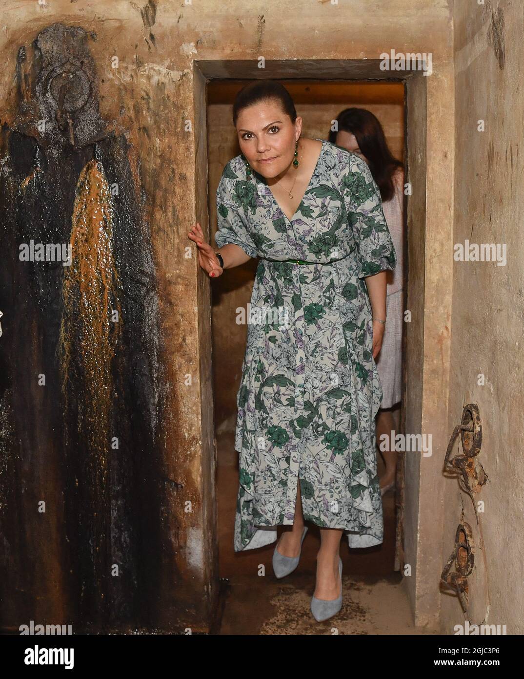 Crown Princess Victoria in an old war shelter at the hotel Metropol during the visit to Hanoi, Vietnam, Monday, May 6, 2019. Crown Princess Victoria and Prince Daniel are is visiting Vietnam for three days and are going to participate in the Sweden–Vietnam Business Summit Photo: Jonas Ekstromer / TT kod 10030 Stock Photo