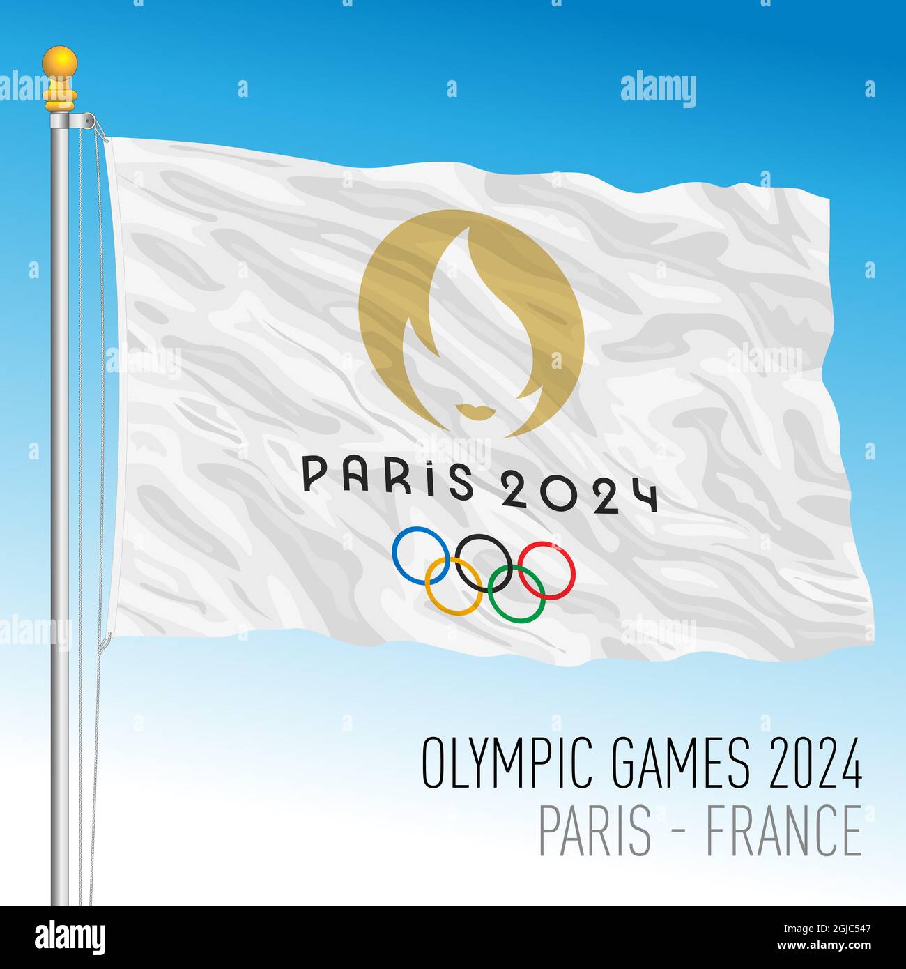 Olympic Games Paris 2024, logo and flags, vector illustration