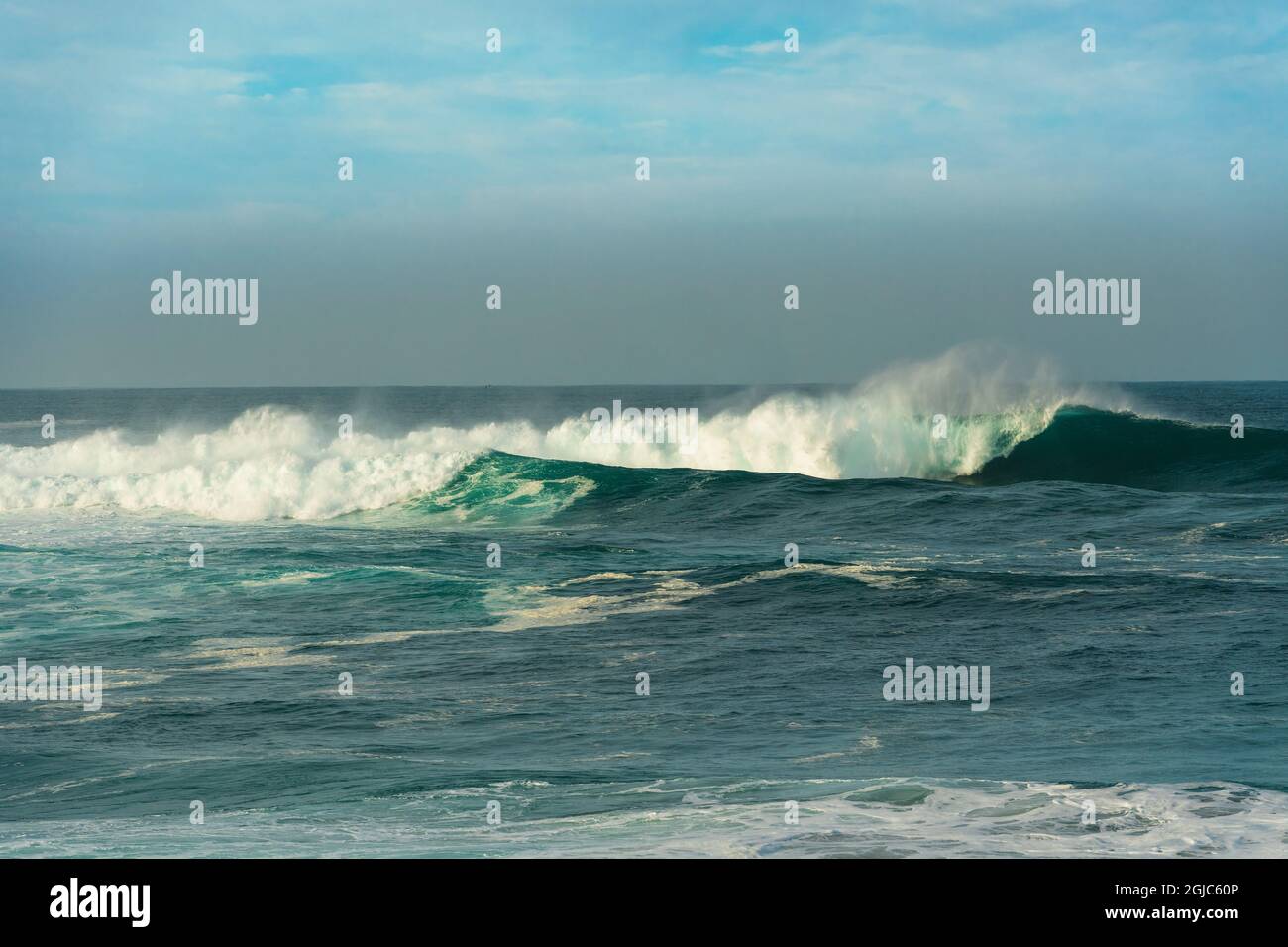 Rolling winter waves in Carmel Bay, CarmelbytheSea, California Stock