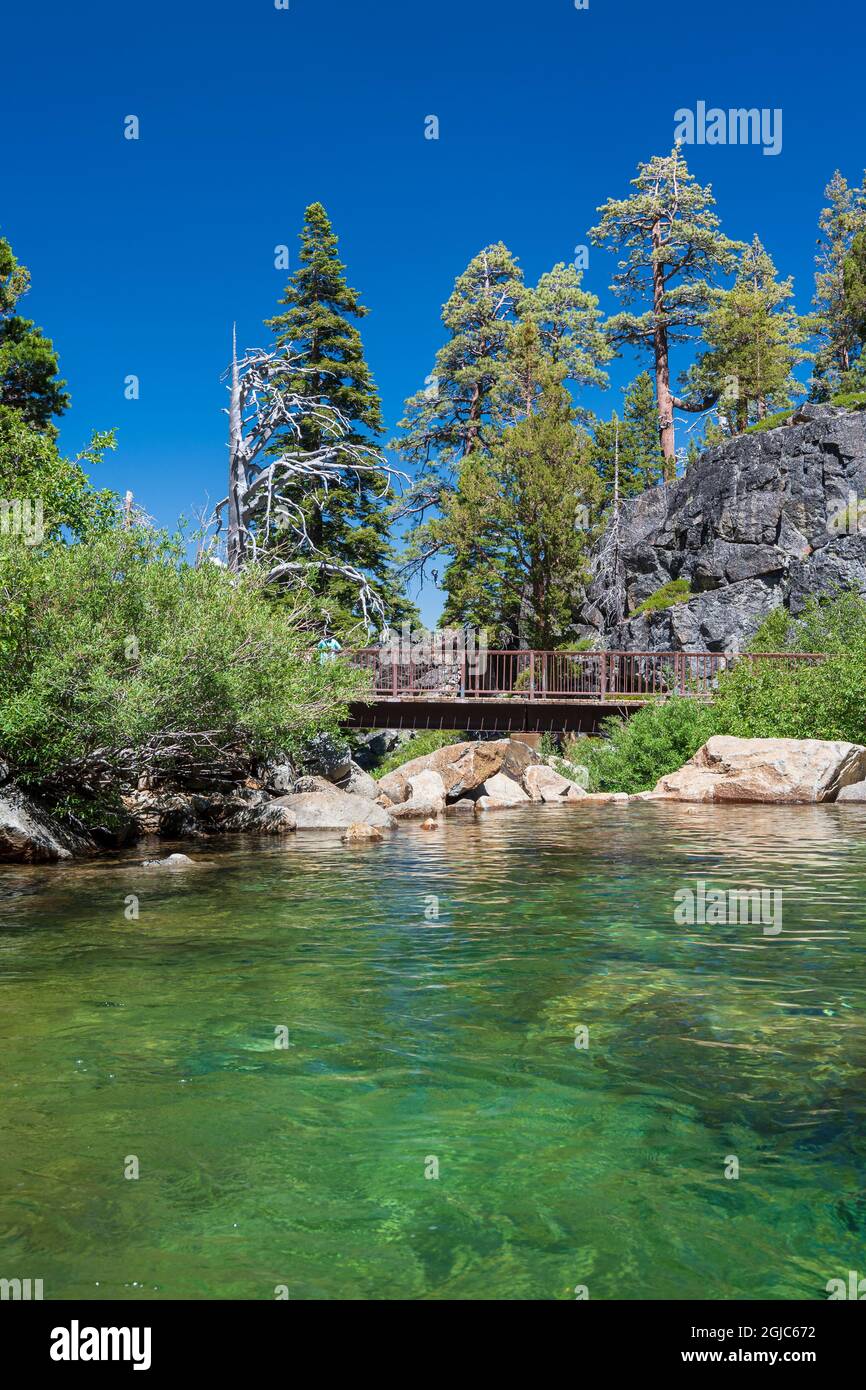 Bridge crossing Eagle Creek along Eagle Lake Trail in Lake Tahoe