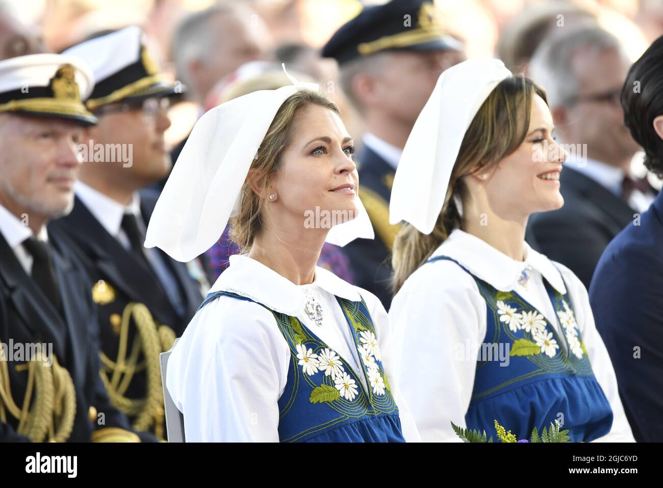 STOCKHOLM 2019-06-06 Prinsessan Madeleine och prinsessan Sofia under det traditionsenliga nationaldagsfirandet pa Solliden pa Skansen. Foto: Henrik Montgomery / TT Kod: 10060  Stock Photo