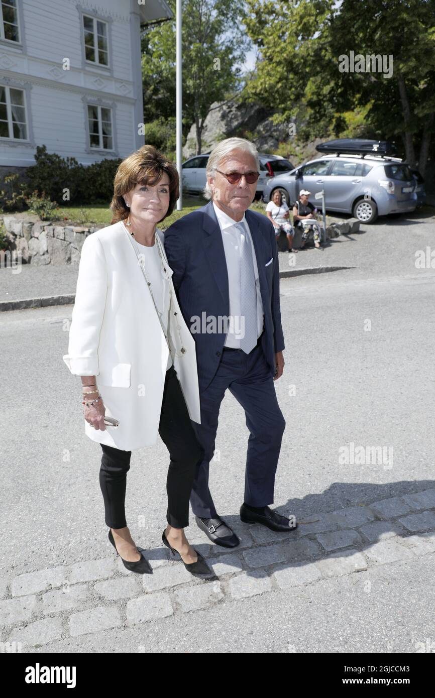 Carola and Fredrik Gottlieb Funeral of Anki Wallenberg in Dalaro church, Stockholm, Sweden 19 July 2019 Anki Wallenberg died in a sailing accident on the lake Geneva. She resided in London and was a close friend to the Swedish Royal Family. (c) Patrik Osterberg / TT / kod 2857  Stock Photo