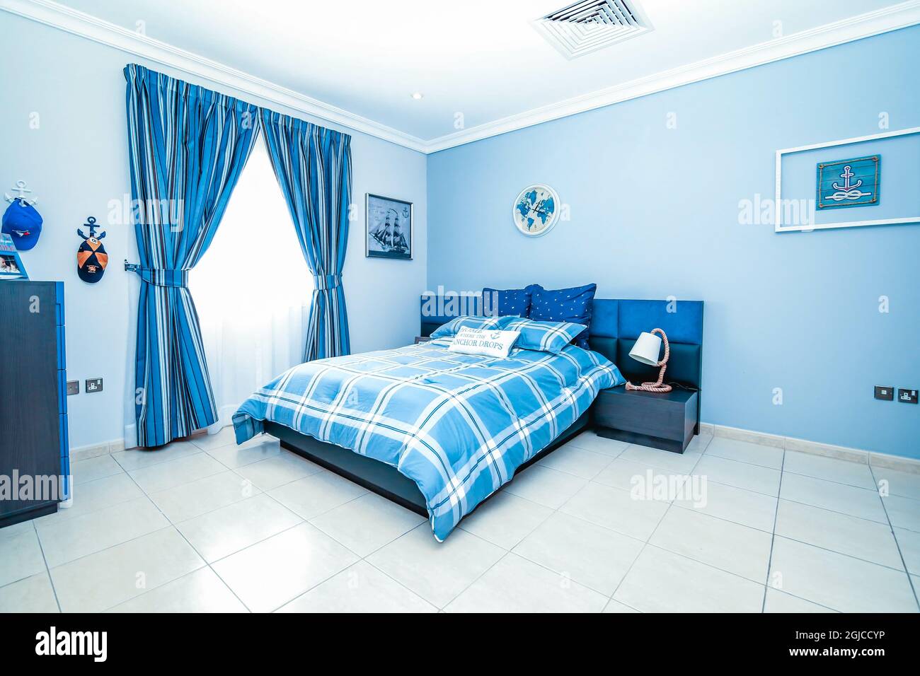 DOHA, QATAR Oct 07, 2018 The stylish bedroom interior of the modern