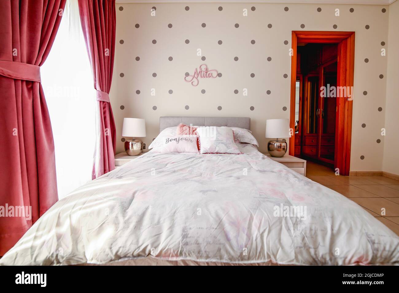 DOHA, QATAR Oct 07, 2018 The stylish bedroom interior in cozy style