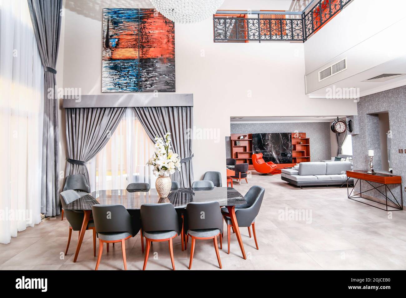 DOHA, QATAR Oct 07, 2018 The stylish dining room interior of the