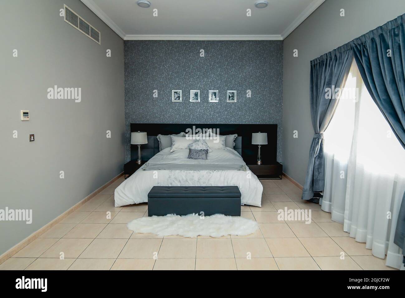 DOHA, QATAR Oct 07, 2018 The bedroom interior in a cozy style with a