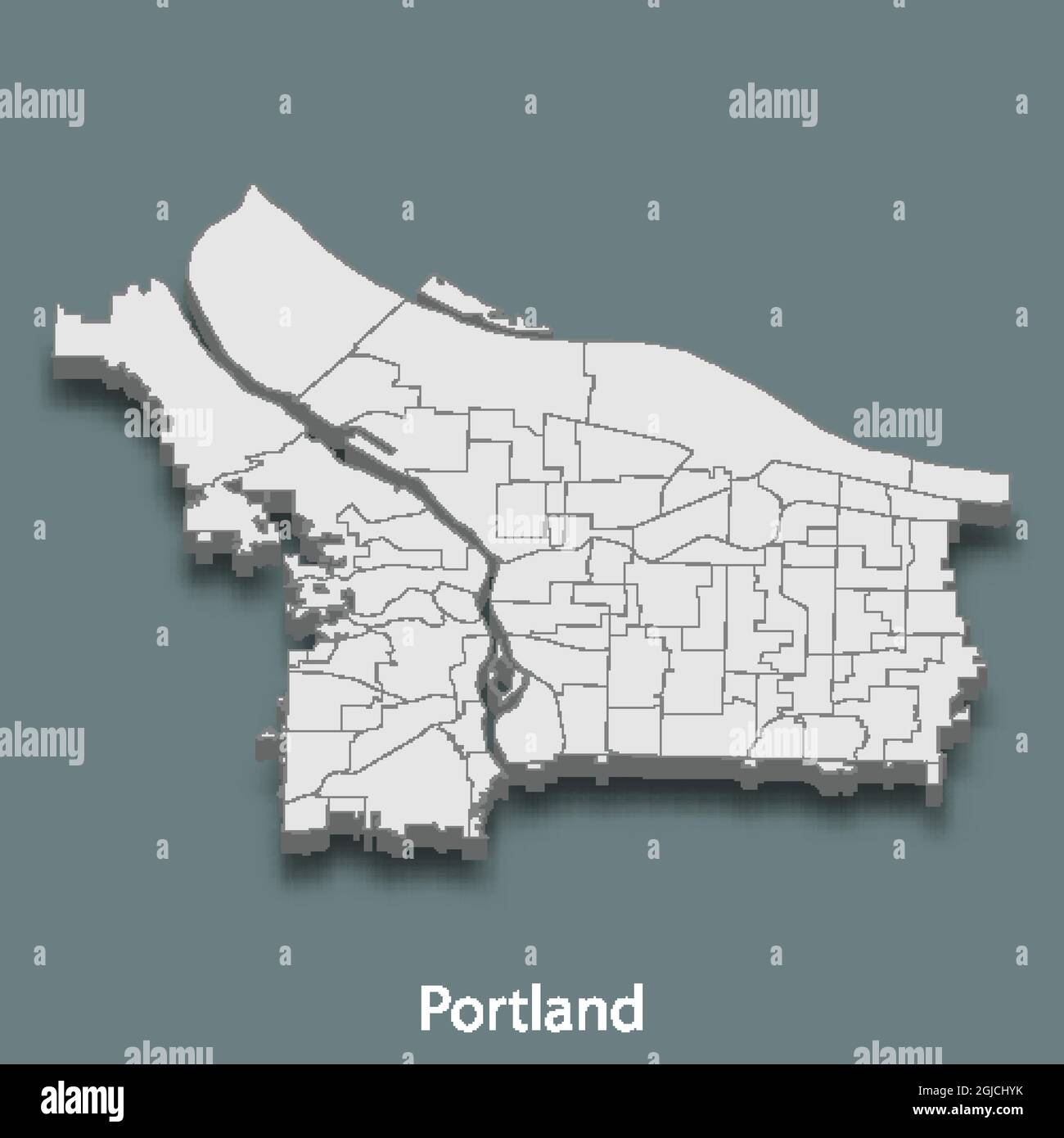 3d isometric map of Portland is a city of United States, vector illustration Stock Vector Image