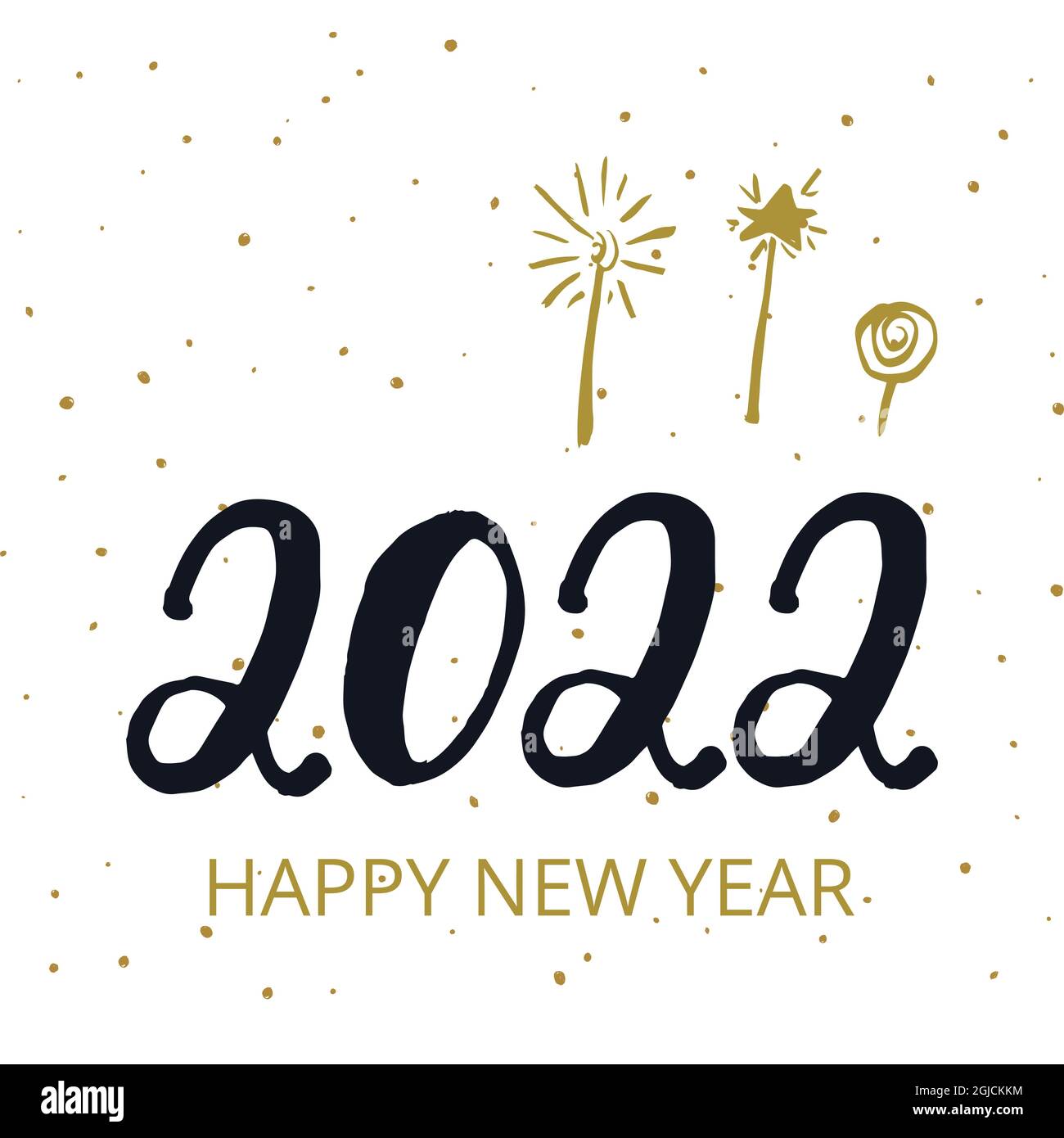 2022 Happy New Year. Handwritten calligraphy text lettering in paint ...