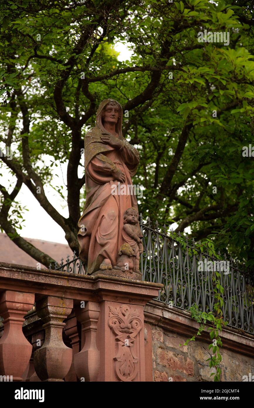 Amorbach Benedictine abbey church sandstone statue Stock Photo Alamy
