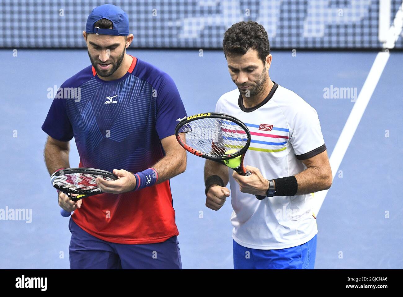 Horia Tecau (ROU) and Jean-Julien Rojer (NED) during the men's doubles semi  final at the ATP Stockholm Open tennis tournament at the Royal Tennis Hall  in Stockholm, Sweden, October 19 2018, Photo: